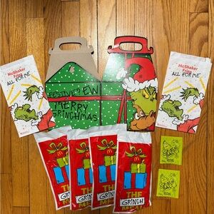 McDonald's Grinch Meal & (4) Pairs NWT Socks, Grinch Salt and Shakers